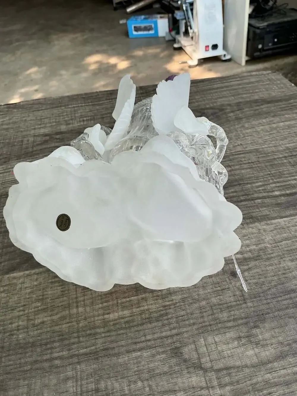 Frosted and Clear plastic Angel Candle Holder with Pull Cord